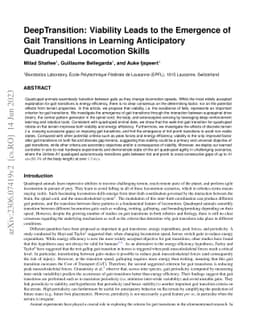 DeepTransition: Viability Leads to the Emergence of Gait Transitions in
  Learning Anticipatory Quadrupedal Locomotion Skills