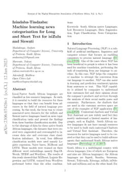 Izindaba-Tindzaba: Machine learning news categorisation for Long and
  Short Text for isiZulu and Siswati