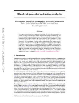 3D molecule generation by denoising voxel grids