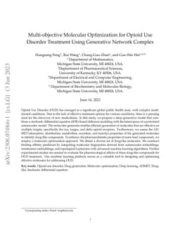 Multi-objective Molecular Optimization for Opioid Use Disorder Treatment
  Using Generative Network Complex
