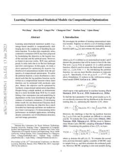 Learning Unnormalized Statistical Models via Compositional Optimization