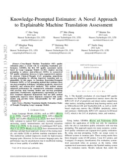 Knowledge-Prompted Estimator: A Novel Approach to Explainable Machine
  Translation Assessment