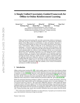 A Simple Unified Uncertainty-Guided Framework for Offline-to-Online
  Reinforcement Learning