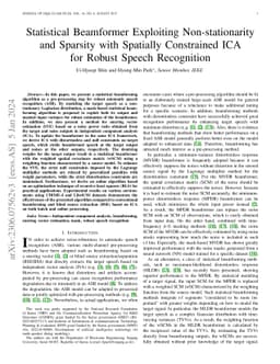 Statistical Beamformer Exploiting Non-stationarity and Sparsity with
  Spatially Constrained ICA for Robust Speech Recognition