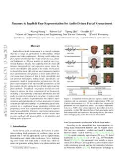 Parametric Implicit Face Representation for Audio-Driven Facial
  Reenactment