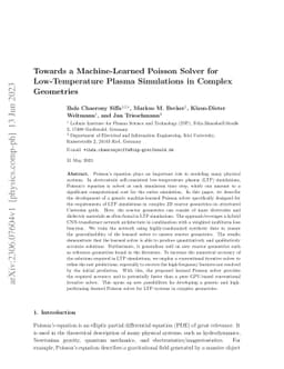Towards a Machine-Learned Poisson Solver for Low-Temperature Plasma
  Simulations in Complex Geometries