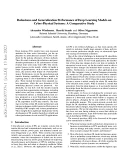 Robustness and Generalization Performance of Deep Learning Models on
  Cyber-Physical Systems: A Comparative Study