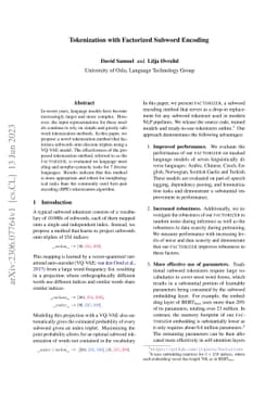 Tokenization with Factorized Subword Encoding
