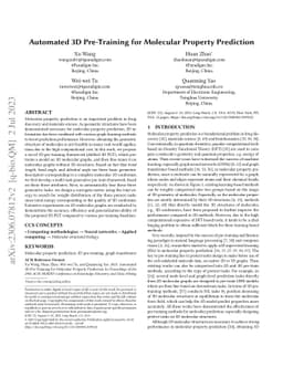 Automated 3D Pre-Training for Molecular Property Prediction