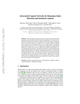 Adversarial Capsule Networks for Romanian Satire Detection and Sentiment
  Analysis