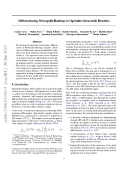 Differentiating Metropolis-Hastings to Optimize Intractable Densities