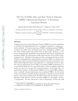 The Use of Public Data and Free Tools in National CSIRTs' Operational
  Practices: A Systematic Literature Review