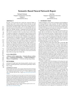 Semantic-Based Neural Network Repair