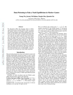 Data Poisoning to Fake a Nash Equilibrium in Markov Games
