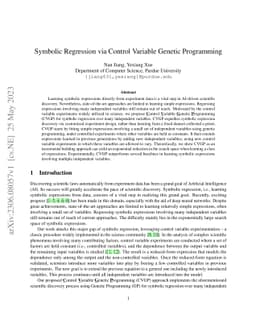 Symbolic Regression via Control Variable Genetic Programming