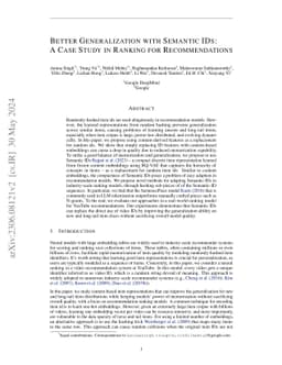 Better Generalization with Semantic IDs: A Case Study in Ranking for
  Recommendations