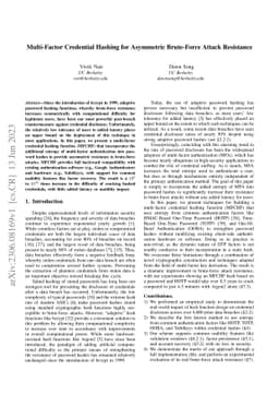 Multi-Factor Credential Hashing for Asymmetric Brute-Force Attack
  Resistance