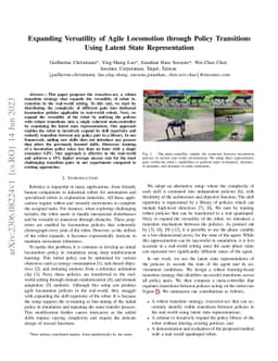Expanding Versatility of Agile Locomotion through Policy Transitions
  Using Latent State Representation