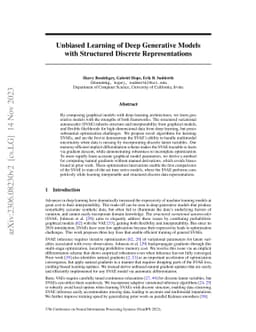 Unbiased Learning of Deep Generative Models with Structured Discrete
  Representations