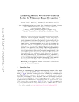 Deblurring Masked Autoencoder is Better Recipe for Ultrasound Image
  Recognition