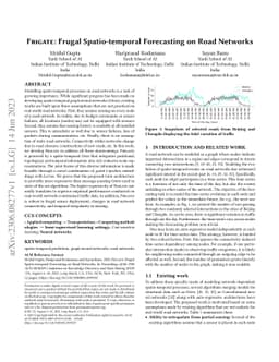 FRIGATE: Frugal Spatio-temporal Forecasting on Road Networks