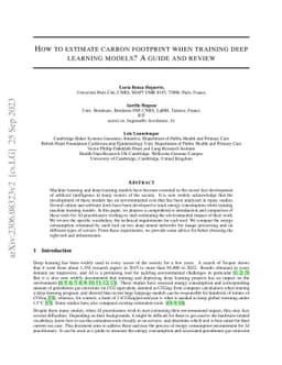How to estimate carbon footprint when training deep learning models? A
  guide and review