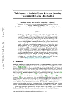NodeFormer: A Scalable Graph Structure Learning Transformer for Node
  Classification