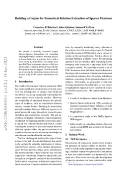 Building a Corpus for Biomedical Relation Extraction of Species Mentions