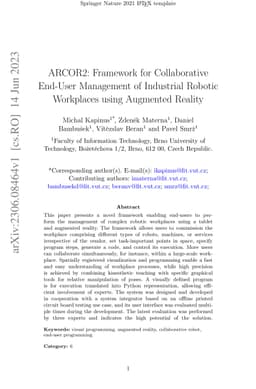 ARCOR2: Framework for Collaborative End-User Management of Industrial
  Robotic Workplaces using Augmented Reality