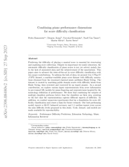 Combining piano performance dimensions for score difficulty
  classification