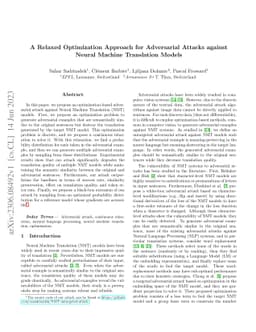 A Relaxed Optimization Approach for Adversarial Attacks against Neural
  Machine Translation Models