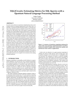 SQL2Circuits: Estimating Metrics for SQL Queries with a Quantum Natural
  Language Processing Method