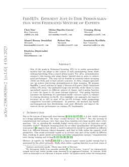 FedJETs: Efficient Just-In-Time Personalization with Federated Mixture
  of Experts