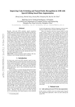 Improving Code-Switching and Named Entity Recognition in ASR with Speech
  Editing based Data Augmentation