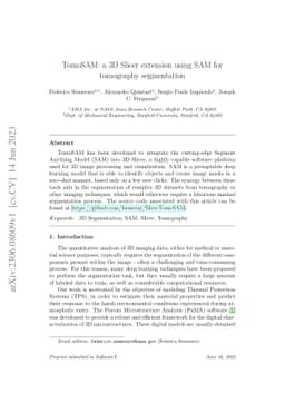 TomoSAM: a 3D Slicer extension using SAM for tomography segmentation