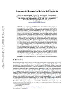 Language to Rewards for Robotic Skill Synthesis