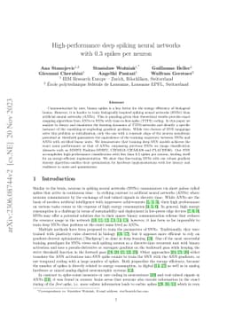 High-performance deep spiking neural networks with 0.3 spikes per neuron