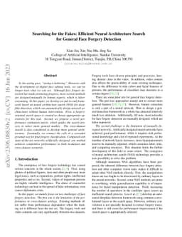 Searching for the Fakes: Efficient Neural Architecture Search for
  General Face Forgery Detection