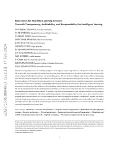 Datasheets for Machine Learning Sensors: Towards Transparency,
  Auditability, and Responsibility for Intelligent Sensing