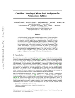 One-Shot Learning of Visual Path Navigation for Autonomous Vehicles