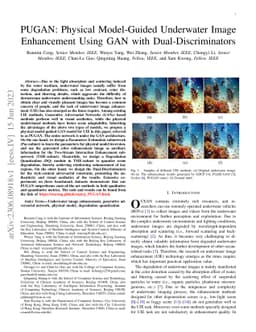 PUGAN: Physical Model-Guided Underwater Image Enhancement Using GAN with
  Dual-Discriminators