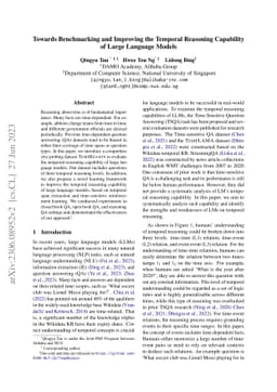 Towards Benchmarking and Improving the Temporal Reasoning Capability of
  Large Language Models