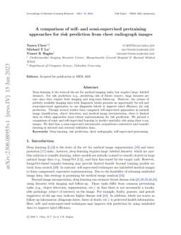 A Comparison of Self-Supervised Pretraining Approaches for Predicting
  Disease Risk from Chest Radiograph Images