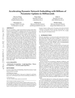 Accelerating Dynamic Network Embedding with Billions of Parameter
  Updates to Milliseconds