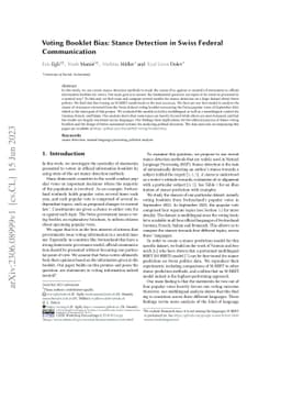 Voting Booklet Bias: Stance Detection in Swiss Federal Communication