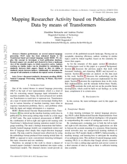 Mapping Researcher Activity based on Publication Data by means of
  Transformers