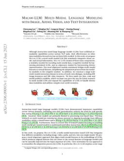 Macaw-LLM: Multi-Modal Language Modeling with Image, Audio, Video, and
  Text Integration