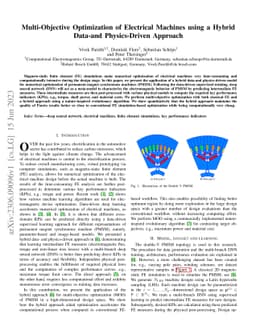 Multi-Objective Optimization of Electrical Machines using a Hybrid
  Data-and Physics-Driven Approach