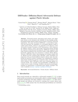 DIFFender: Diffusion-Based Adversarial Defense against Patch Attacks