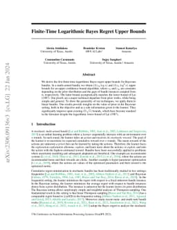 Finite-Time Logarithmic Bayes Regret Upper Bounds